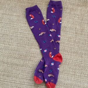 Purple Fox Print Knee High Socks
